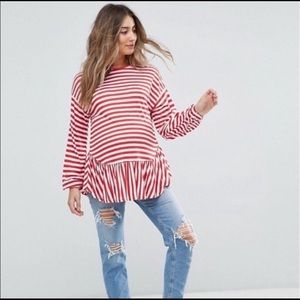 ASOS maternity stripped peplum top, size 2